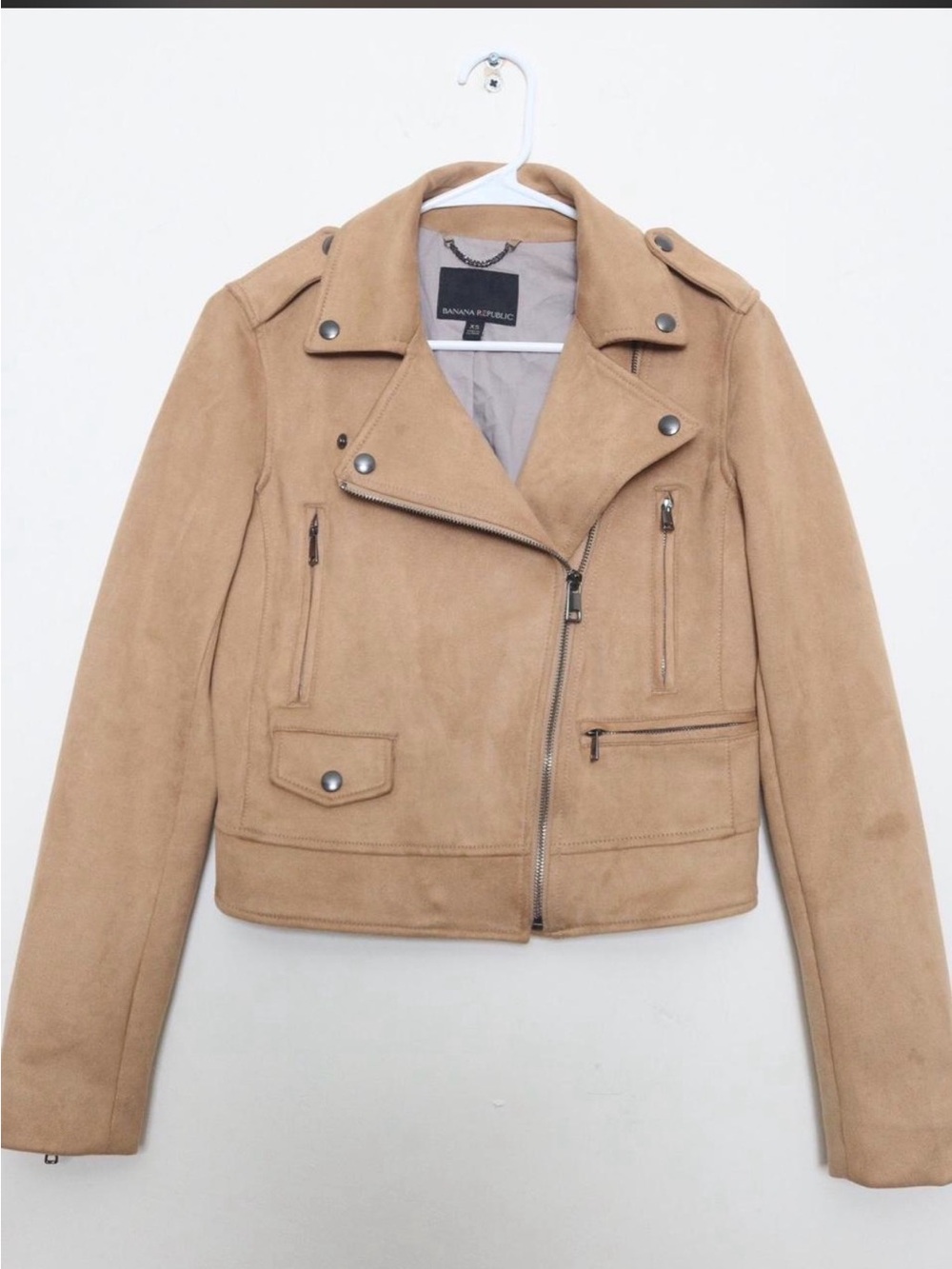 Banana Republic Tan Suede Asymmetrical Moto Jacket